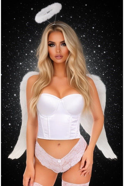 Lavish 3 PC Sexy White Angel Corset Costume - Daisy Corsets