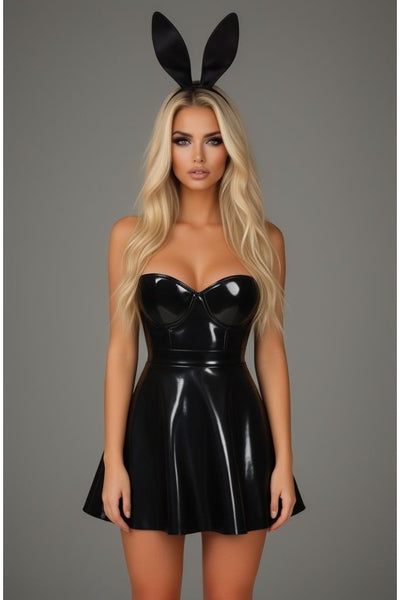 Lavish 4 PC Black Patent Bunny Corset Costume - Daisy Corsets