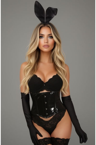 Lavish 4 PC Black PVC Bunny Corset Costume - Daisy Corsets