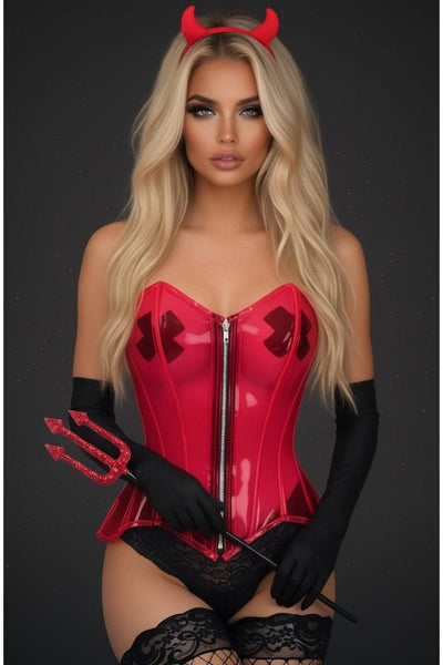Lavish 4 PC Clear Red Sexy Devil Corset Costume - Daisy Corsets