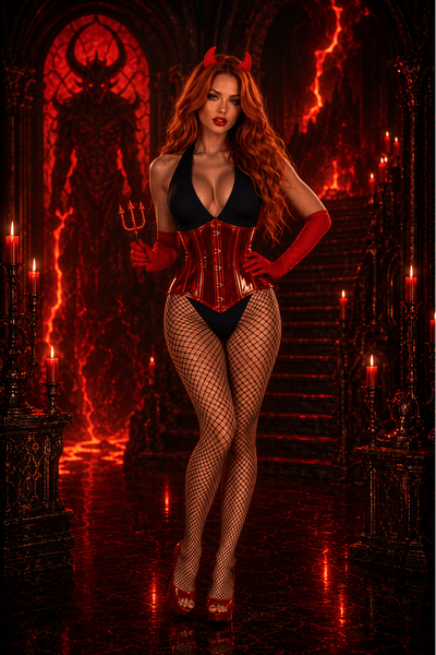 Lavish 4 PC Red Festival Devil Corset Costume - Daisy Corsets