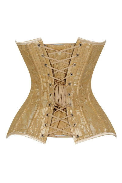 Lavish Beige Lace Overbust Corset Sweetheart Neckline Busk Closure - Daisy Corsets