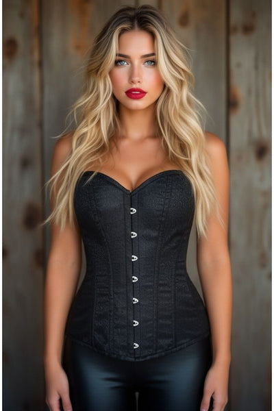 Lavish Black Brocade Corset - Daisy Corsets