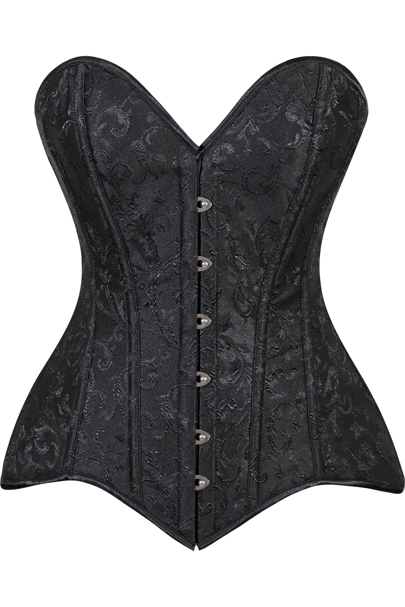 Lavish Black Brocade Overbust Corset W/Busk Closure - Daisy Corsets