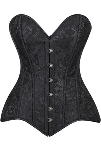 Lavish Black Brocade Overbust Corset W/Busk Closure - Daisy Corsets