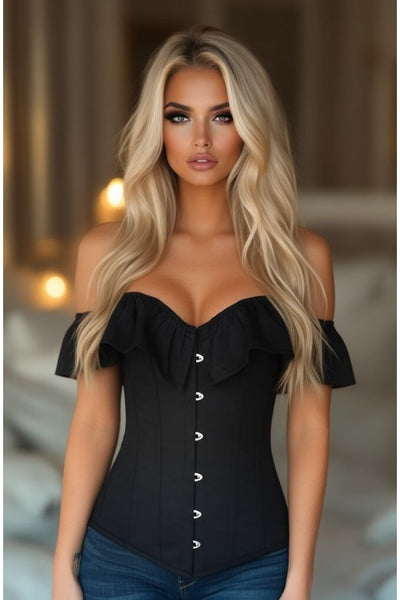 Lavish Black Cotton Off-The-Shoulder Corset - Daisy Corsets
