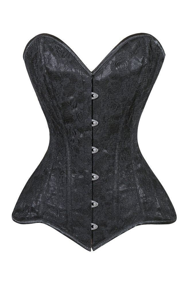 Lavish Black Lace Overbust Corset Sweetheart Neckline Busk Closure - Daisy Corsets