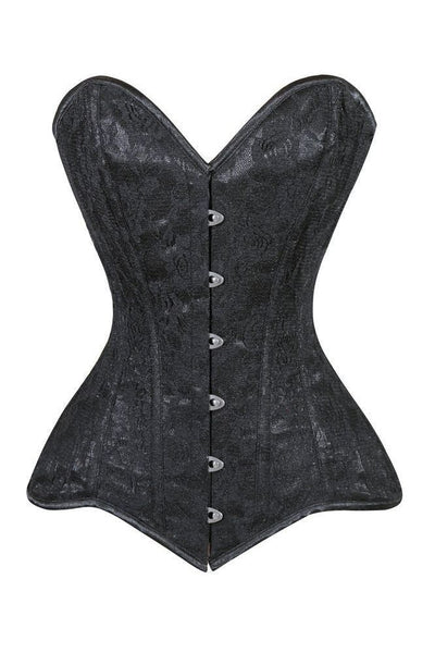 Lavish Black Lace Overbust Corset Sweetheart Neckline Busk Closure - Daisy Corsets