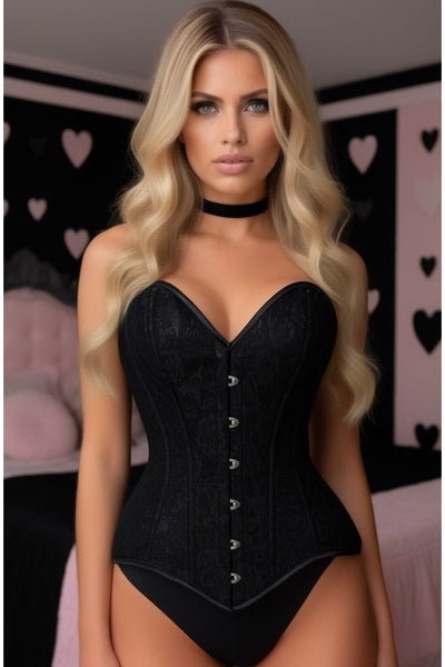 Lavish Black Lace Overbust Corset Sweetheart Neckline Busk Closure - Daisy Corsets