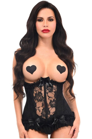 Lavish Black Lycra & Lace Hook & Eye Stretch Underbust Corset - Daisy Corsets