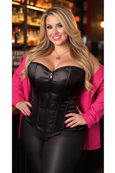 Lavish Black Sweetheart Front Zipper Corset - Daisy Corsets