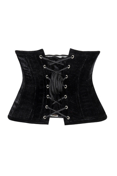 Lavish Black Velvet Mini Cincher Underbust Corset Waist Cincher Busk Closure - Daisy Corsets