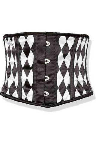 Lavish Black & White Diamond Waist Cincher Corset - Daisy Corsets