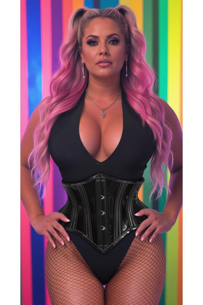 Lavish Clear Black Curvy Cut Mini Cincher Corset - Daisy Corsets