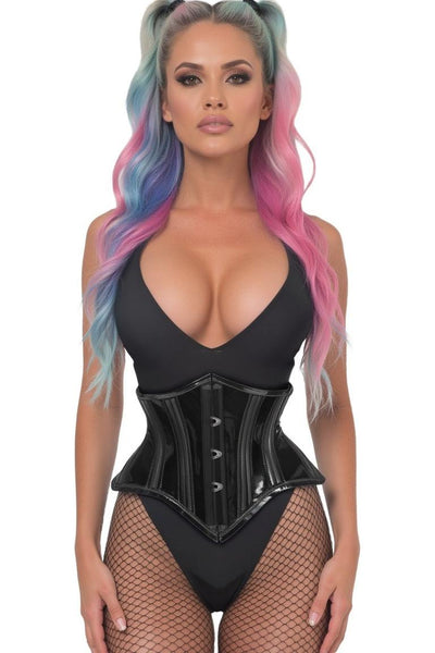 Lavish Clear Black Curvy Cut Mini Cincher Corset - Daisy Corsets