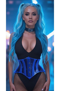 Lavish Clear Blue Curvy Cut Mini Cincher Corset - Daisy Corsets