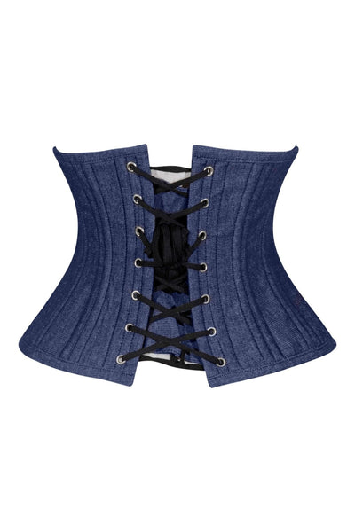 Lavish Dark Denim Mini Waist Cincher Underbust Corset Top - Daisy Corsets