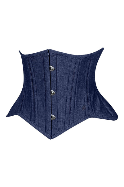 Lavish Dark Denim Mini Waist Cincher Underbust Corset Top - Daisy Corsets