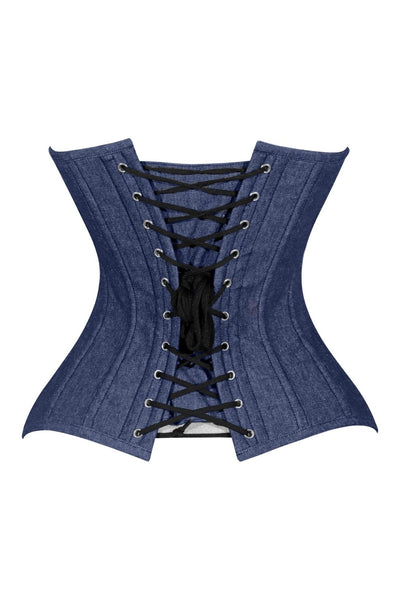 Lavish Dark Denim Underbust Waist Cincher Corset Top - Daisy Corsets