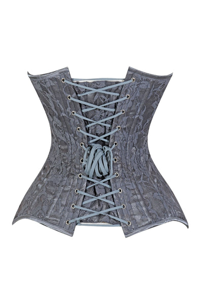 Lavish Dark Grey Lace Overbust Corset Sweetheart Neckline Busk Closure - Daisy Corsets