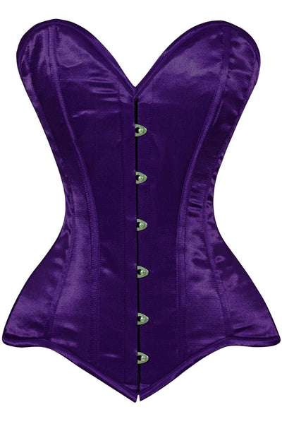 Lavish Dark Purple Satin Overbust Corset Sweetheart Neckline Busk Closure - Daisy Corsets