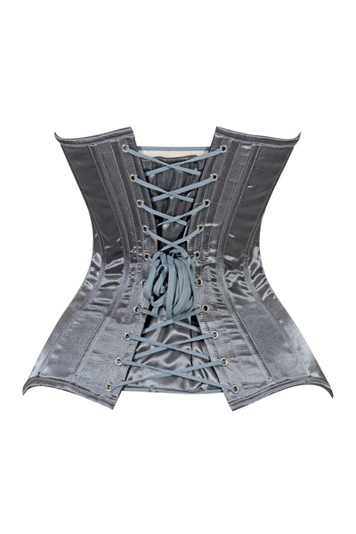 Lavish Dark Silver Overbust Corset Sweetheart Neckline Busk Closure - Daisy Corsets