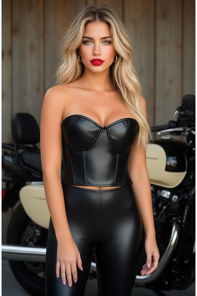 Lavish Faux Leather Underwire Bustier - Daisy Corsets