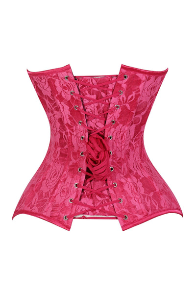 Lavish Fuchsia Lace Overbust Corset Sweetheart Neckline Busk Closure - Daisy Corsets