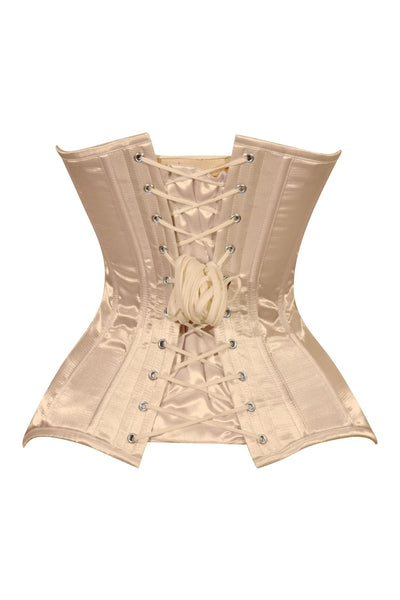 Lavish Gold Satin Overbust Corset Sweetheart Neckline Busk Closure - Daisy Corsets