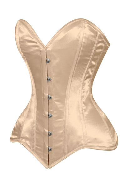 Lavish Gold Satin Overbust Corset Sweetheart Neckline Busk Closure - Daisy Corsets