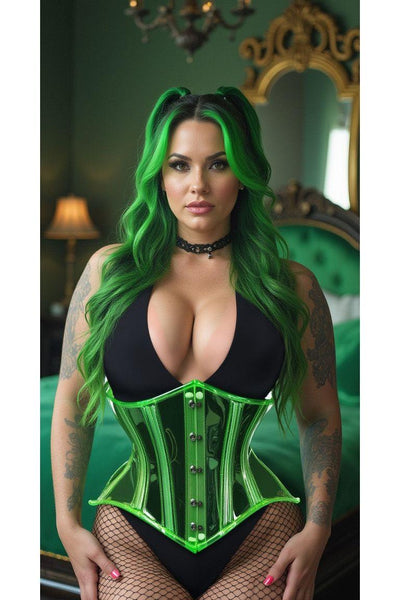 Lavish Green Clear Curvy Underbust Waist Cincher Corset - Daisy Corsets