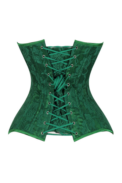 Lavish Green Lace Overbust Corset Sweetheart Neckline Busk Closure - Daisy Corsets