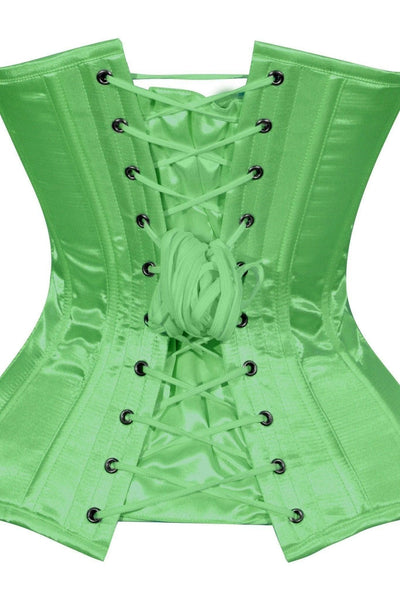 Lavish Green Satin Overbust Corset Sweetheart Neckline Busk Closure - Daisy Corsets