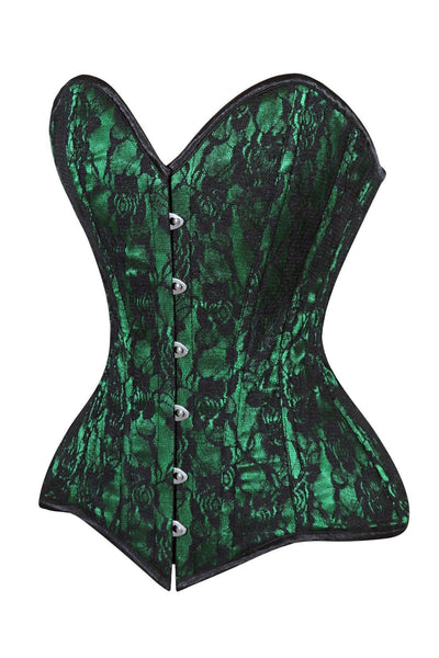 Lavish Green/Black Lace Overbust Corset Sweetheart Neckline Busk Closure - Daisy Corsets