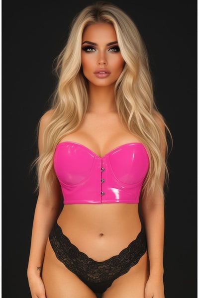 Lavish Hot Pink Patent PVC Underwire Short Bustier - Daisy Corsets
