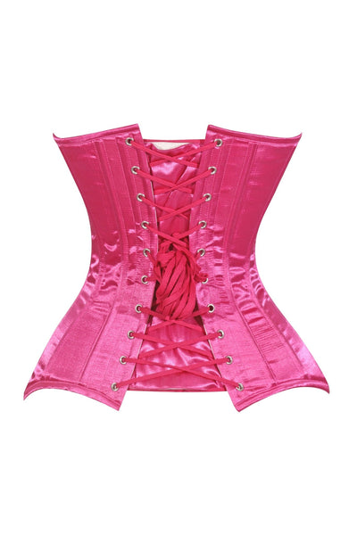 Lavish Hot Pink Satin Overbust Corset Sweetheart Neckline Busk Closure - Daisy Corsets