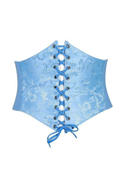 Lavish Lt Blue Brocade Corset Belt Cincher - Daisy Corsets