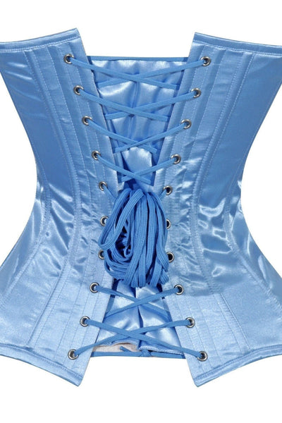 Lavish Lt Blue Satin Overbust Corset Sweetheart Neckline Busk Closure - Daisy Corsets