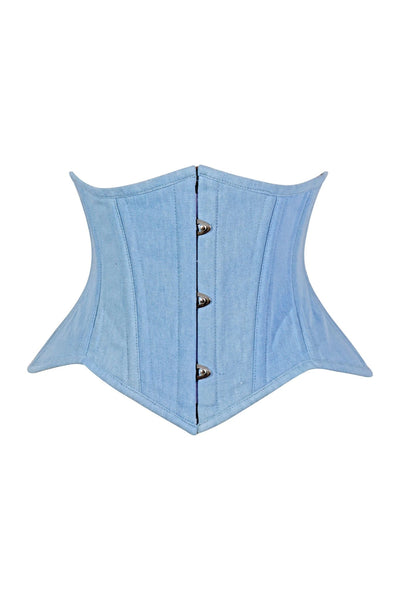 Lavish Lt Denim Mini Waist Cincher Underbust Corset Top - Daisy Corsets