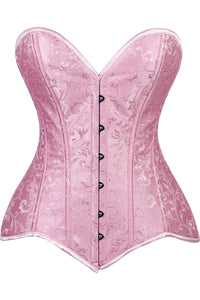 Lavish Lt Pink Brocade Overbust Corset W/Busk Closure - Daisy Corsets