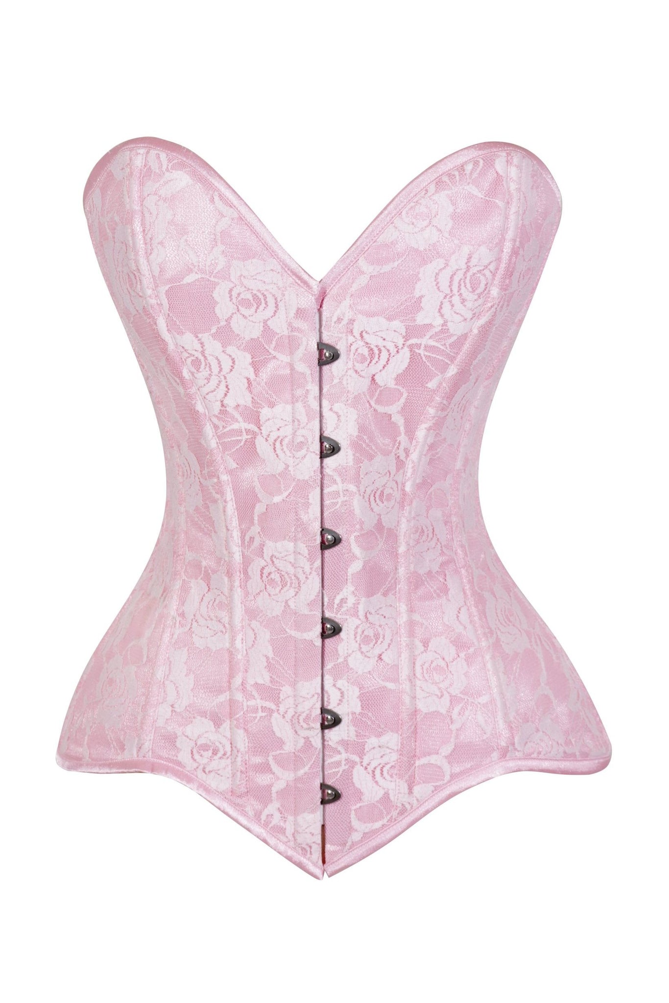 Lavish Lt Pink Lace Overbust Corset Sweetheart Neckline Busk Closure - Daisy Corsets
