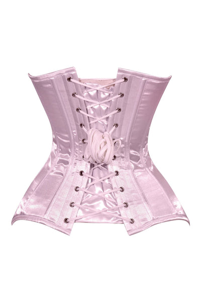 Lavish Lt Pink Satin Overbust Corset Sweetheart Neckline Busk Closure - Daisy Corsets