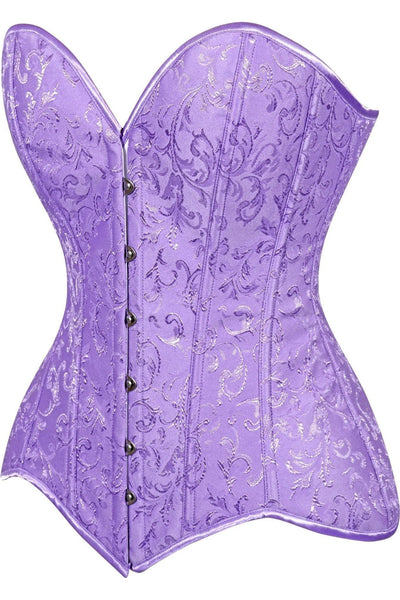 Lavish Lt Purple Brocade Overbust Corset W/Busk Closure - Daisy Corsets