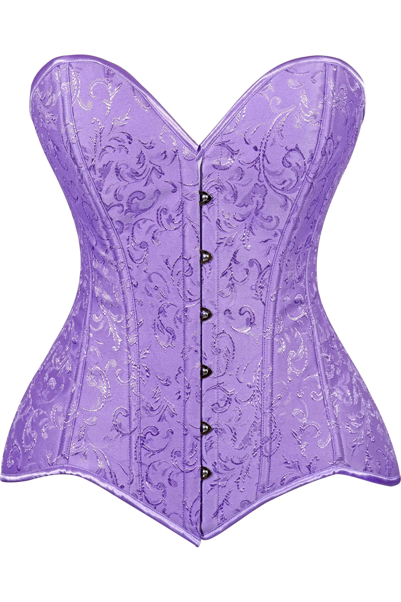 Lavish Lt Purple Brocade Overbust Corset W/Busk Closure - Daisy Corsets