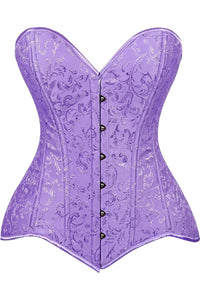 Lavish Lt Purple Brocade Overbust Corset W/Busk Closure - Daisy Corsets