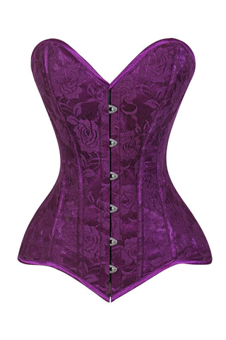 Lavish Magenta Lace Overbust Corset Sweetheart Neckline Busk Closure - Daisy Corsets
