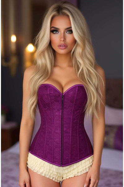 Lavish Magenta Lace Overbust Corset w/Zipper - Daisy Corsets