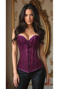 Lavish Magenta Lace Overbust Corset w/Zipper - Daisy Corsets