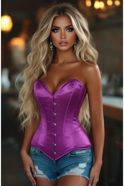 Lavish Magenta Overbust Corset Sweetheart Neckline Busk Closure - Daisy Corsets