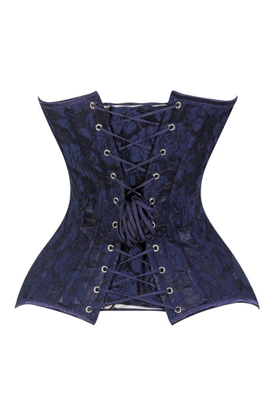 Lavish Navy Blue Lace Overbust Corset Sweetheart Neckline Busk Closure - Daisy Corsets